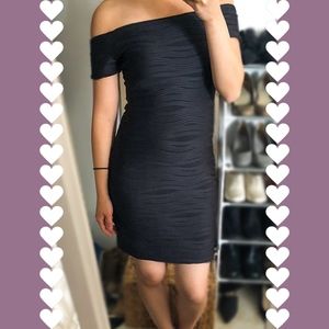 Off The Shoulder Black Bodycon Dress